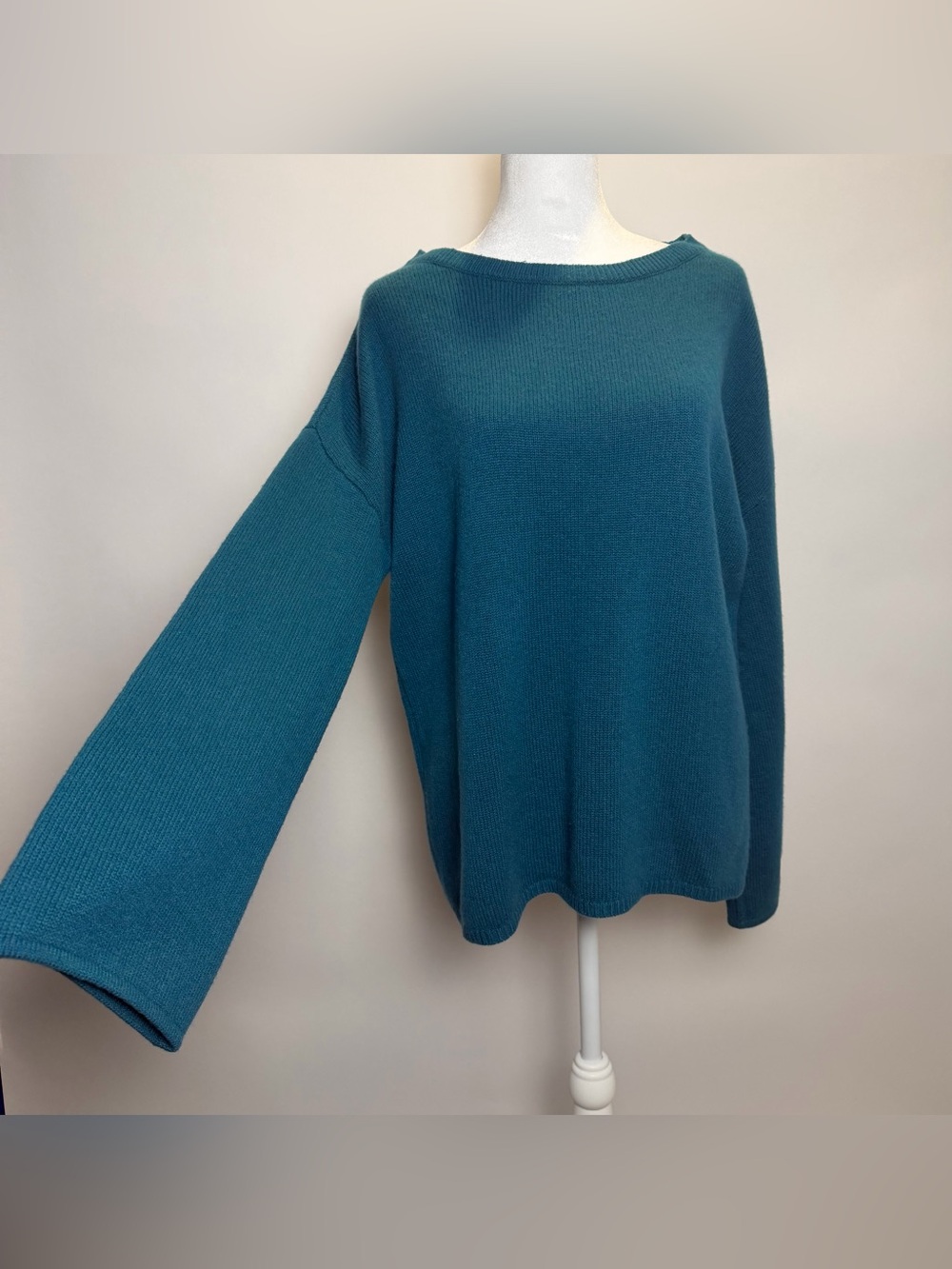 Nordstrom Teal Scoopneck Knit Cashmere Sweater